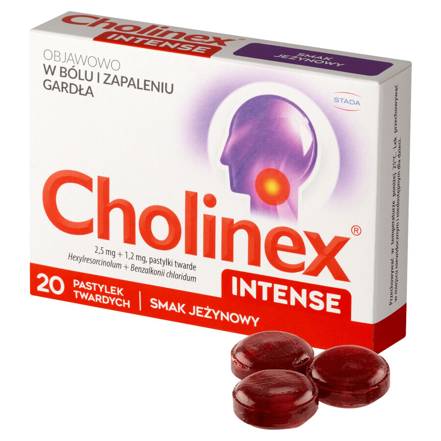 Cholinex Intense 2,5 mg + 1,2 mg, bramensmaak, 20 harde zuigtabletten