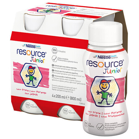 Resource Junior, pregătire nutrițională peste 1 an, aromă de căpșuni, 4 x 200 ml