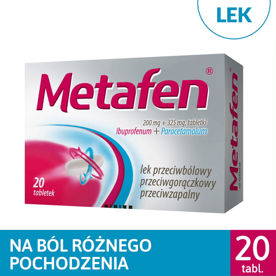 Metafen 200 mg + 325 mg, 20 tabletten