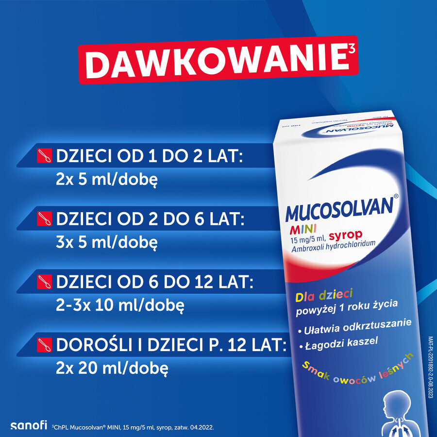 Mucosolvan Mini 15 mg/5 ml, Sirup für Kinder ab 1 Jahr, Waldfruchtgeschmack, 100 ml