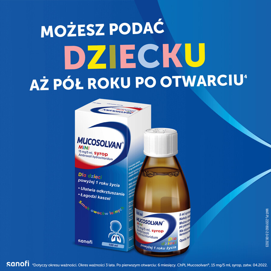 Mucosolvan Mini 15 mg/5 ml, Sirup für Kinder ab 1 Jahr, Waldfruchtgeschmack, 100 ml