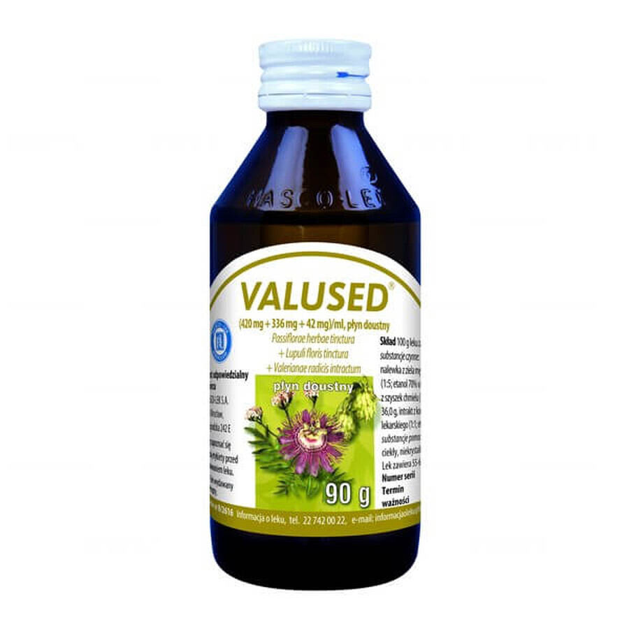 Valused (420 mg + 336 mg + 42 mg)/ml, oral liquid, 90 g