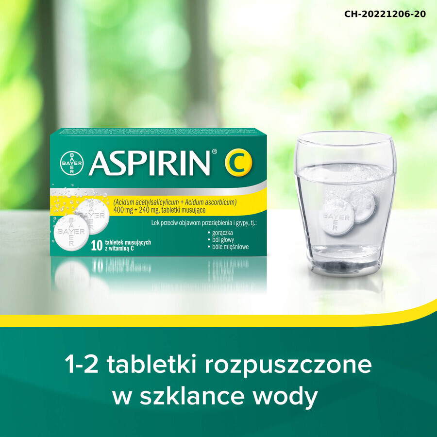 Aspirina C 400 mg + 240 mg, 10 compresse effervescenti