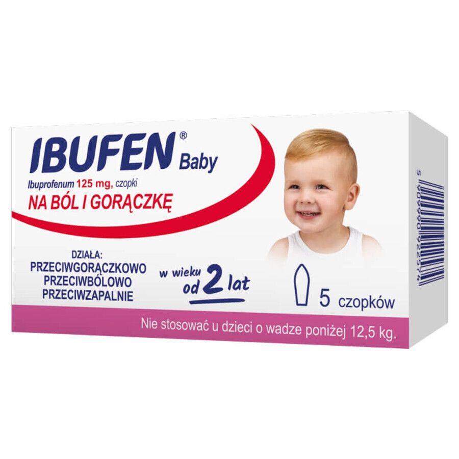 Ibufen Baby 125 mg, supositorios a partir de 2 años, 5 piezas