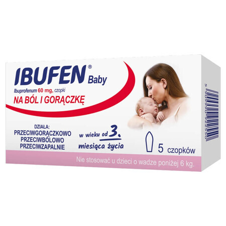 Ibufen Baby 60 mg, zetpillen vanaf 3 maanden, 5 eenheden