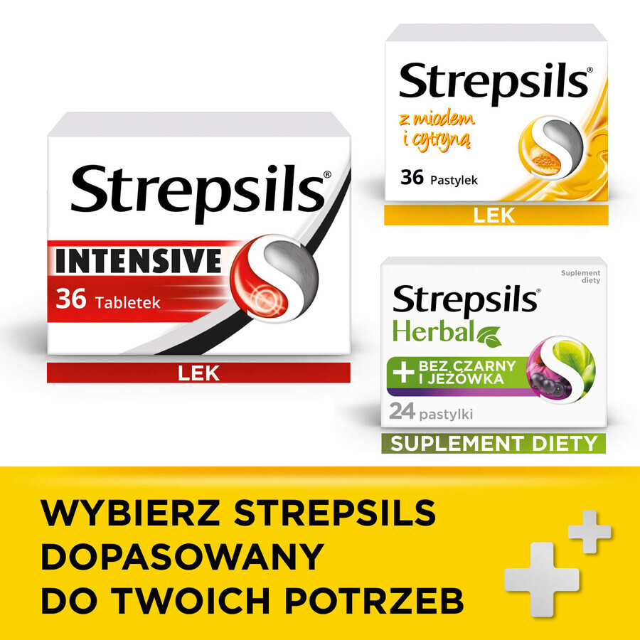 Strepsils mit Honig und Zitrone 1,2 mg + 0,6 mg, 36 harte Lutschtabletten