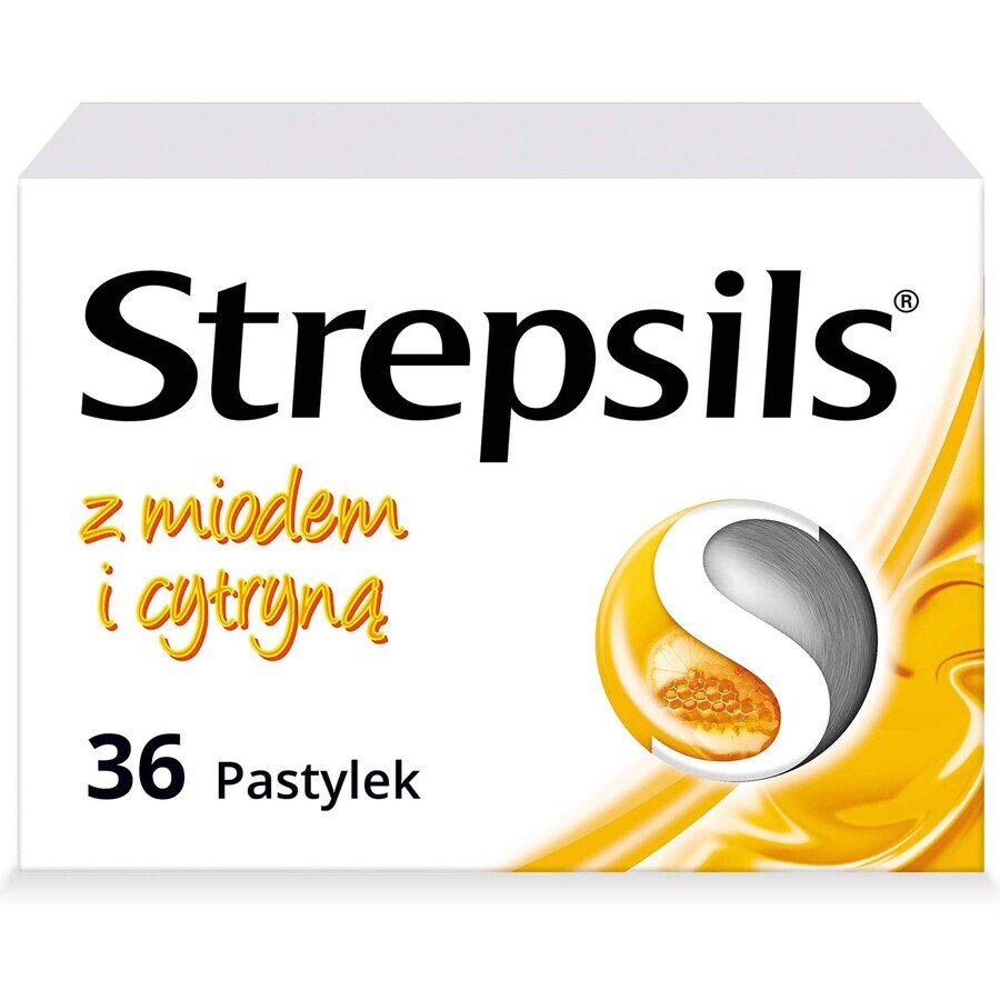 Strepsils mit Honig und Zitrone 1,2 mg + 0,6 mg, 36 harte Lutschtabletten