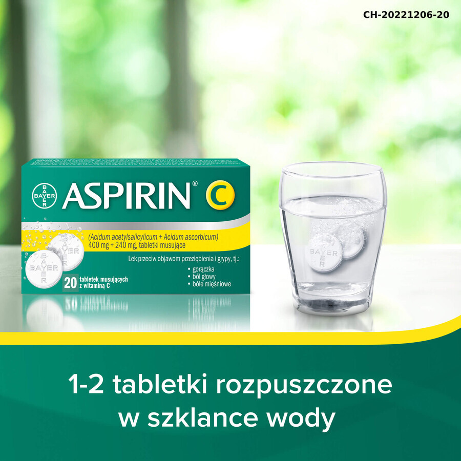 Aspirina C 400 mg + 240 mg, 20 compresse effervescenti