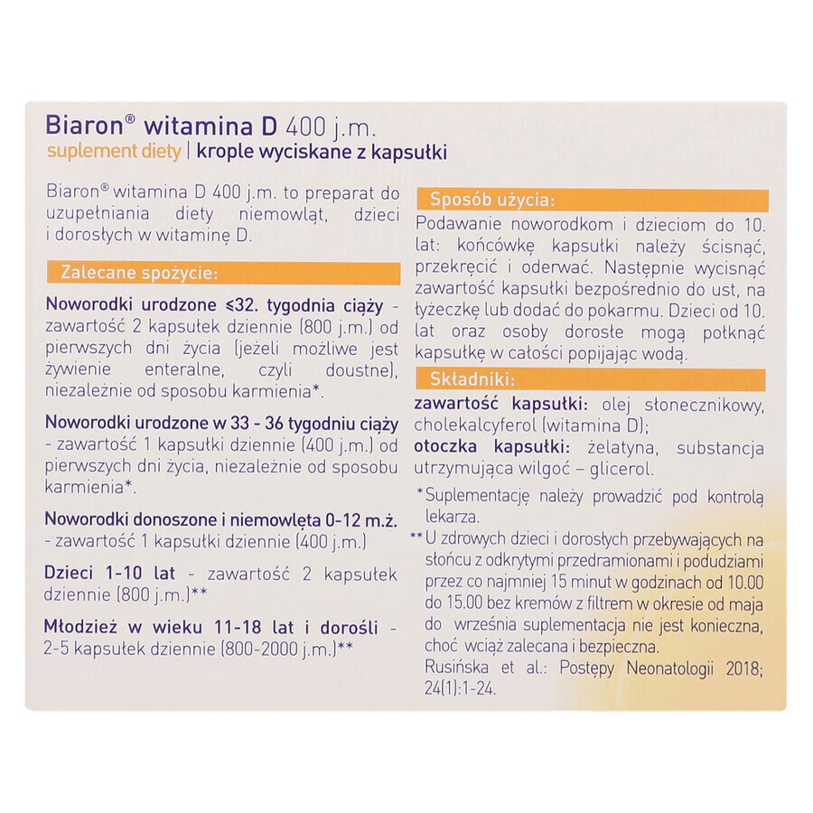 Biaron D, Vitamin D 400 IU, 90 Kapseln mit Drehverschluss