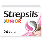 Strepsils Junior 1,2 mg + 0,6 mg, zuckerfrei, Erdbeergeschmack, 24 Lutschtabletten