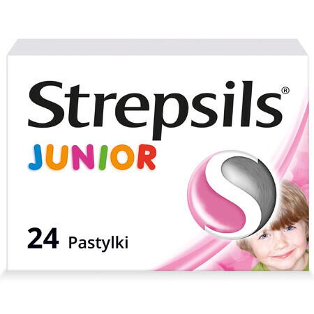 Strepsils Junior 1,2 mg + 0,6 mg, zuckerfrei, Erdbeergeschmack, 24 Lutschtabletten