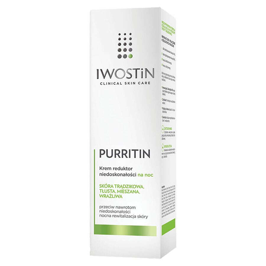 Iwostin Purritin, Nachtcreme zur Reduzierung von Unreinheiten, 40 ml