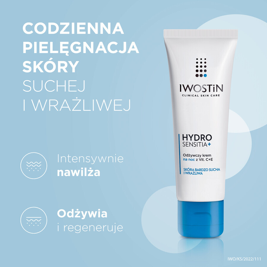 Iwostin Hydro Sensitia, cremă de noapte hrănitoare cu vitaminele C+E, 50 ml