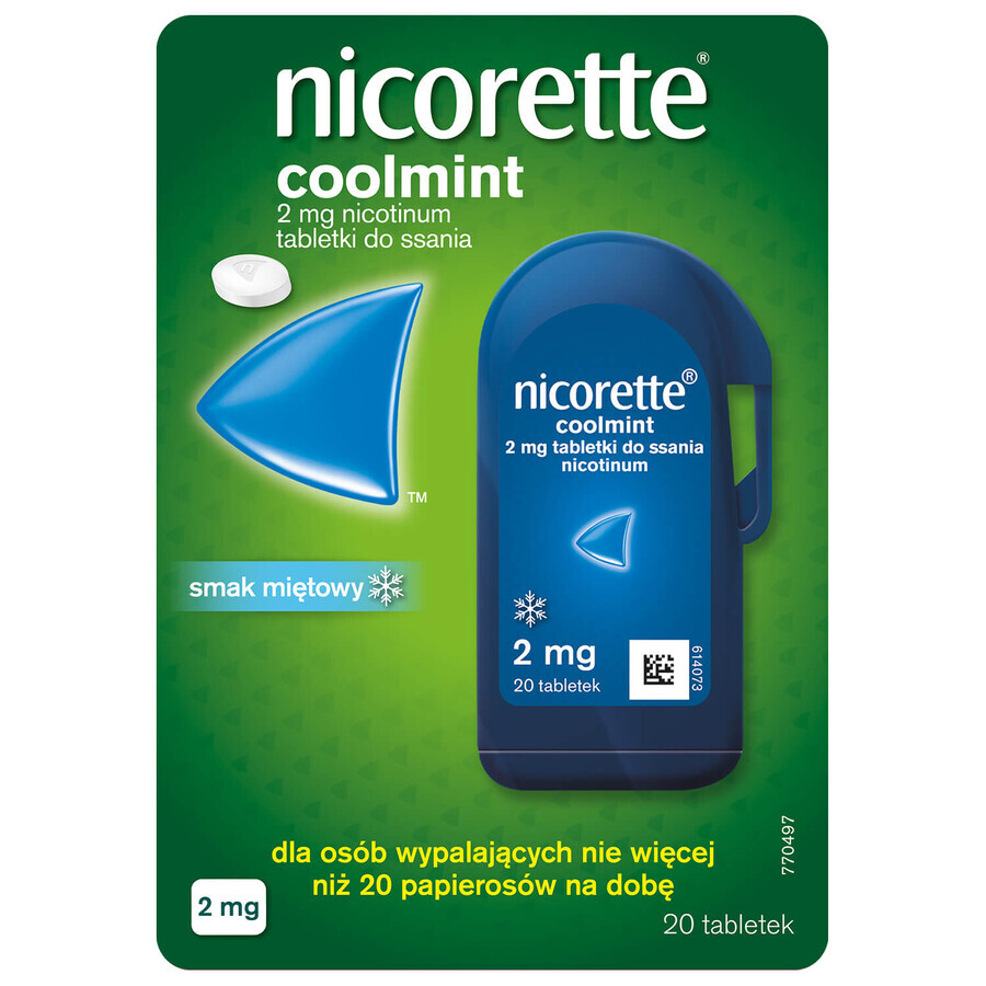 Nicorette Coolmint 2 mg, 20 tablets