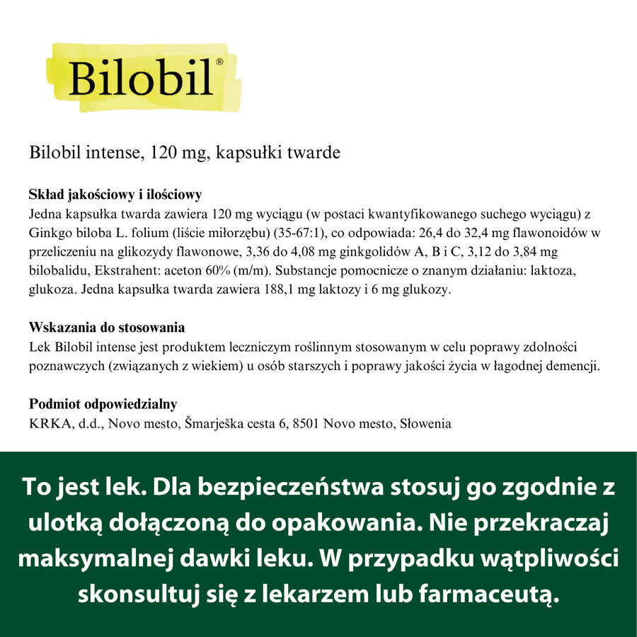 Bilobil Intense 120 mg, 60 Kapseln