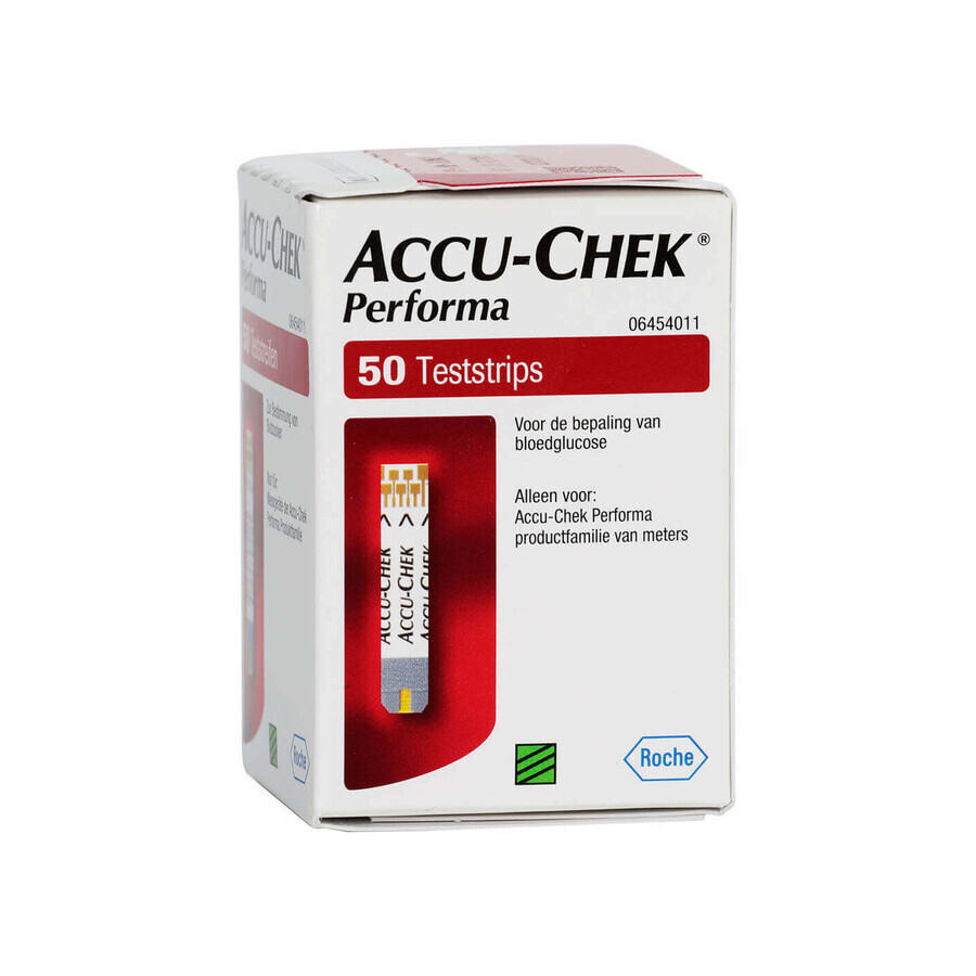 Accu-Chek Performa, tiras reactivas para glucómetro, 50 piezas