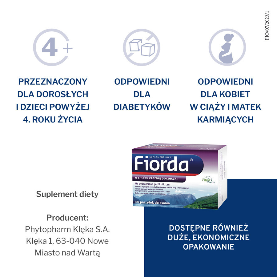 Fiorda, blackcurrant flavor, 30 tablets