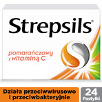 Strepsils orange mit Vitamin C 1,2 mg + 0,6 mg, 24 harte Lutschtabletten