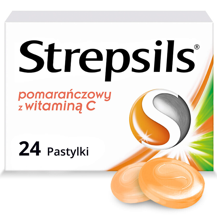 Strepsils orange mit Vitamin C 1,2 mg + 0,6 mg, 24 harte Lutschtabletten