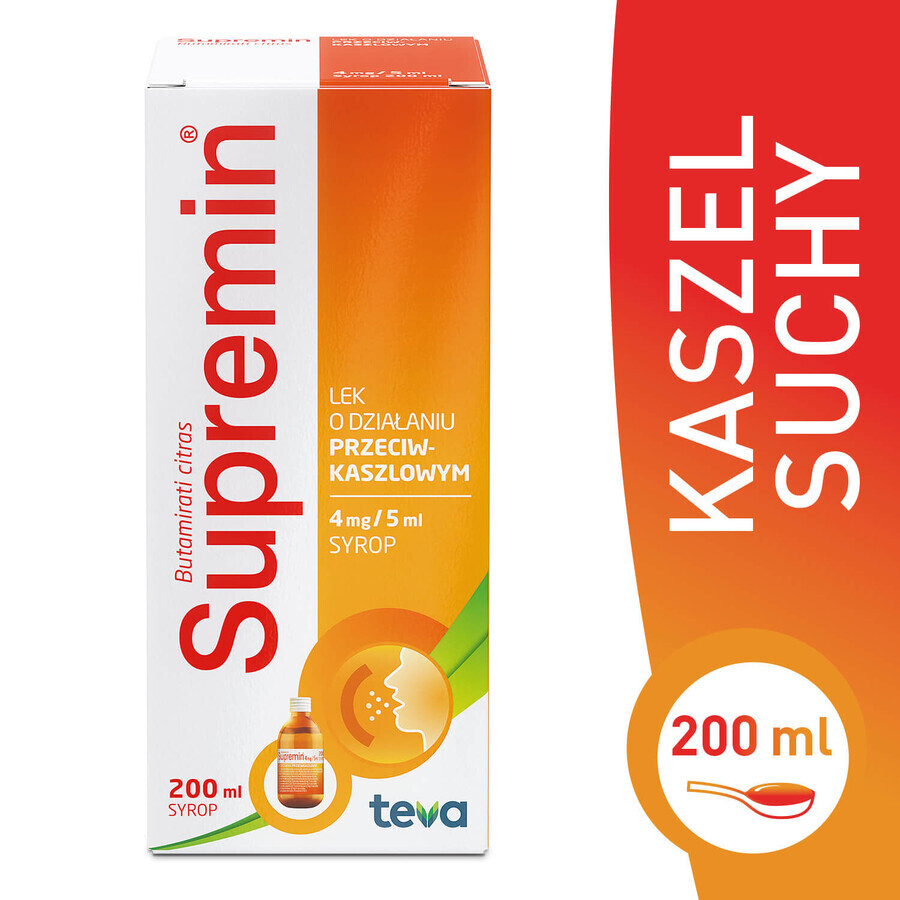 Supremin 4 mg/ 5 ml, sirop de tuse, 200 ml