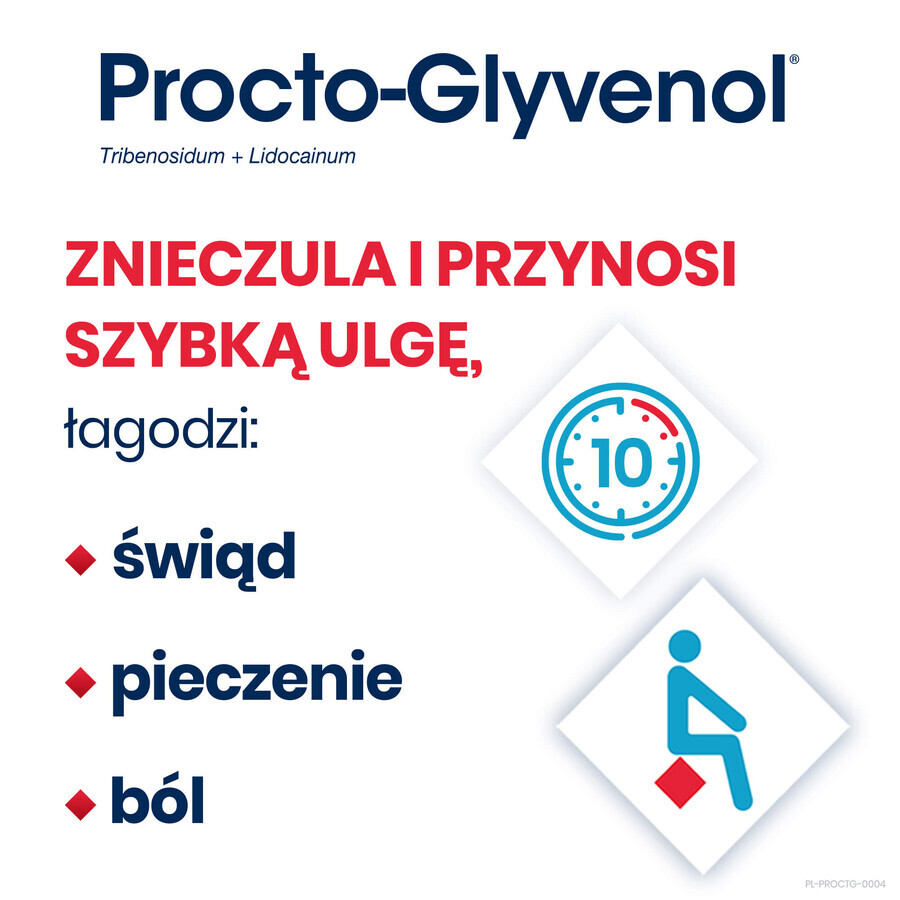 Procto-Glyvenol 400 mg + 40 mg, suppositories, 10 pieces