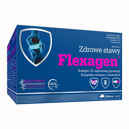 Olimp Flexagen, raspberry flavor, 12 gx 30 sachets