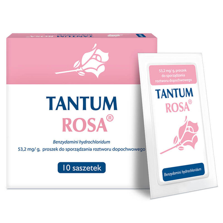 Tantum Rosa 53.2 mg/g, powder for vaginal irrigation solution, 10 sachets