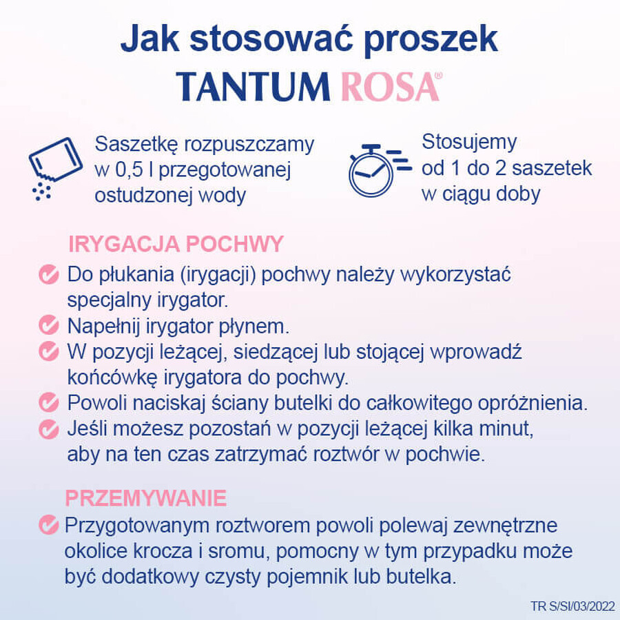 Tantum Rosa 53.2 mg/g, powder for vaginal irrigation solution, 10 sachets