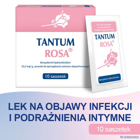 Tantum Rosa 53.2 mg/g, powder for vaginal irrigation solution, 10 sachets