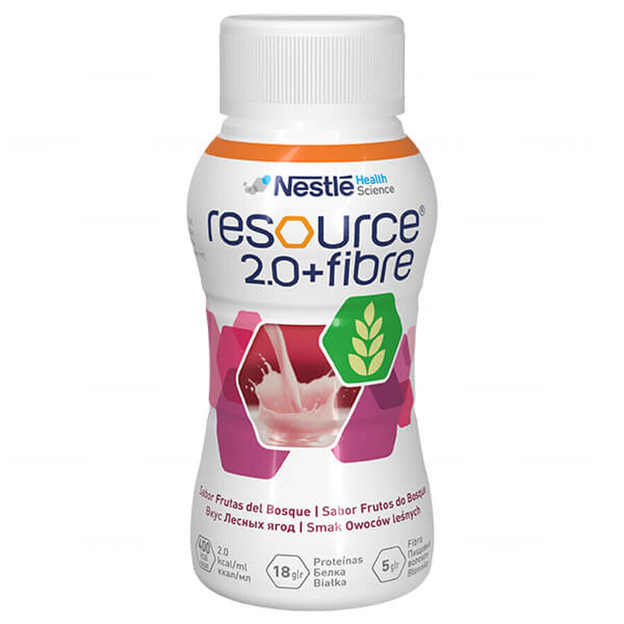 Resource 2.0 + Fibre, Nahrungsergänzungsmittel, Waldfruchtgeschmack, 4 x 200 ml