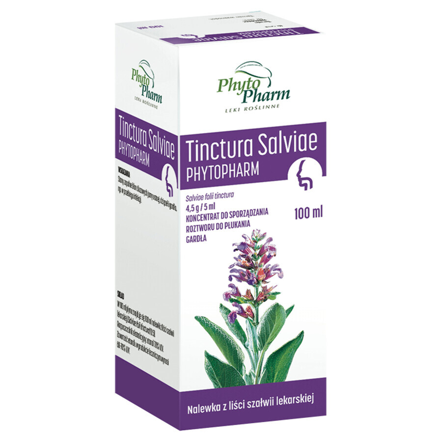 Tincture Salviae Phytopharm 4.5 g/5 ml, concentrate for the preparation of throat rinse solution, 100 ml