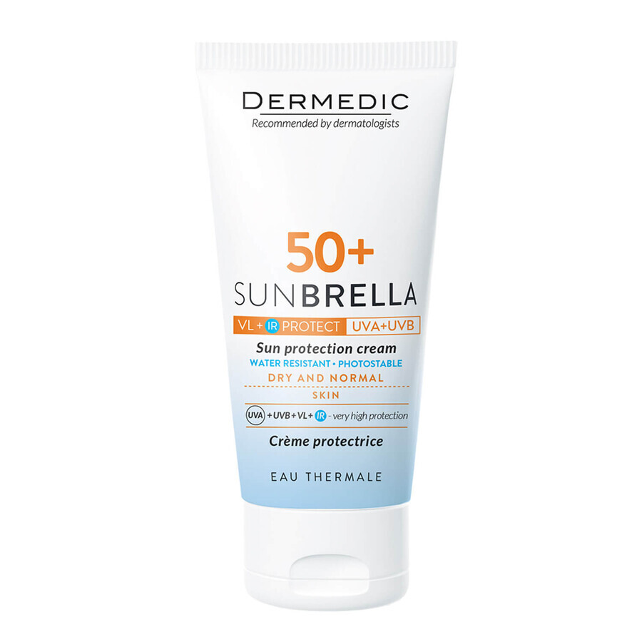 Dermedic Sunbrella, cremă de protecție pentru față, piele uscată și normală, SPF 50+, 50 g