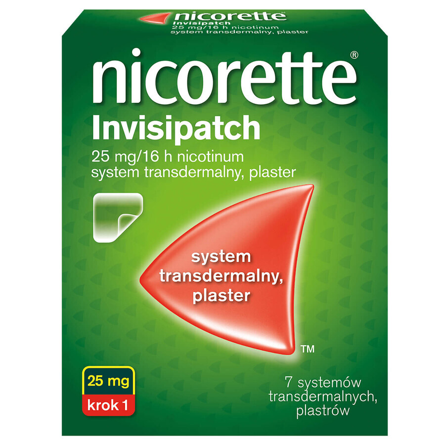 Nicorette Invisipatch 25 mg/16 h, transdermal system, patch, 7 pieces