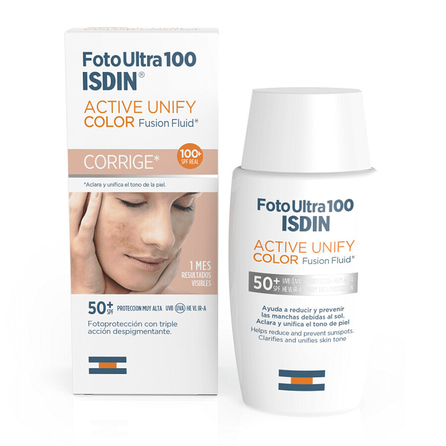 FotoUltra100 Active Unify Color Fusion Fluid Corrige SPF 50+, Isdin, 50 ml