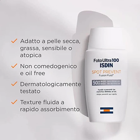 Isdin Spot Prevent Fusion Sonnenschutzfluid für das Gesicht mit SPF 50+ , 50 ml