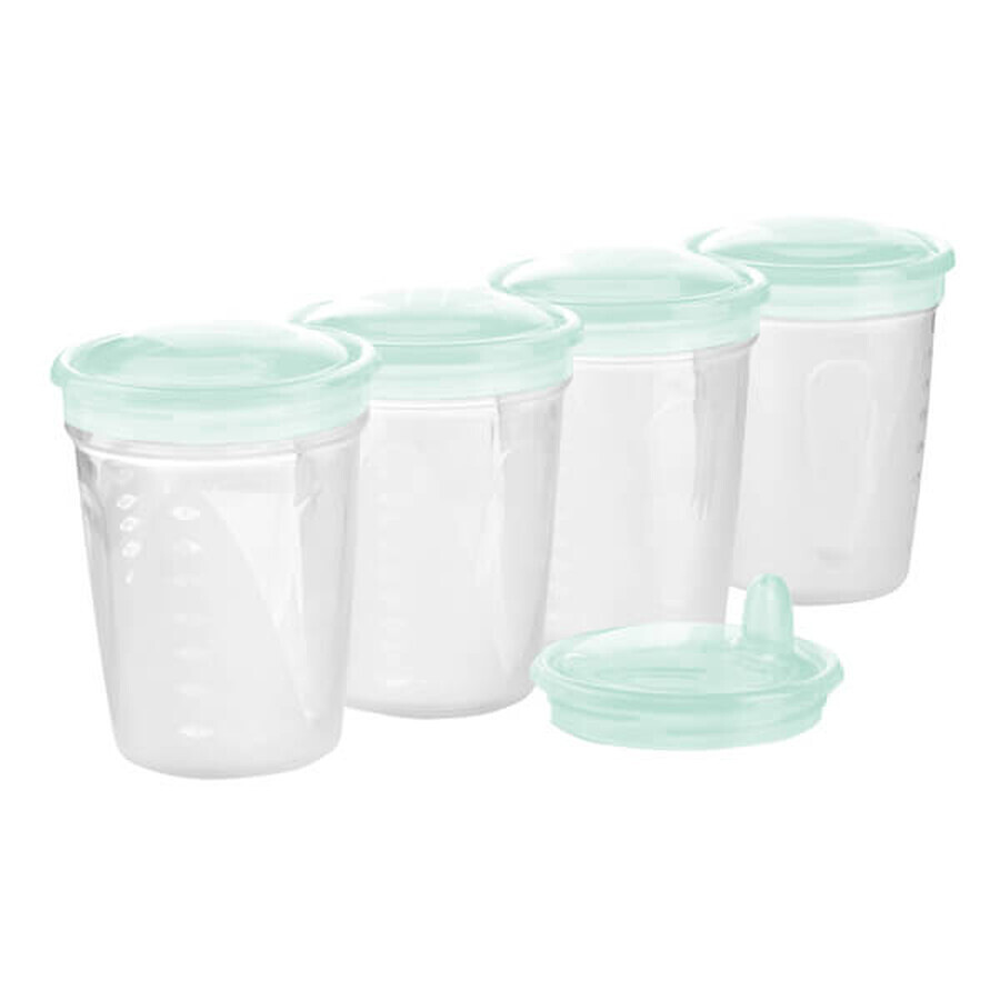 BabyOno, container for food storage, 4 containers of 200 ml + mouth