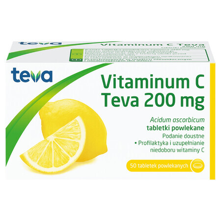 Vitamin C Teva 200 mg, 50 film-coated tablets