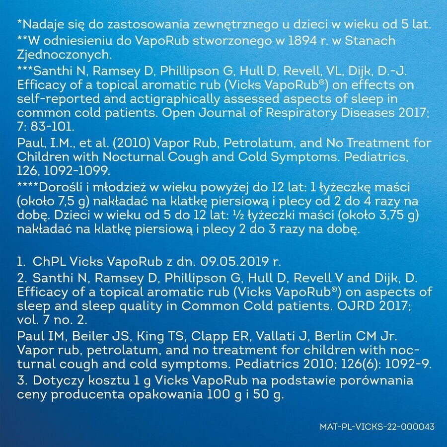 Vicks VapoRub, Salbe für Kinder ab 5 Jahren und Erwachsene, 50g