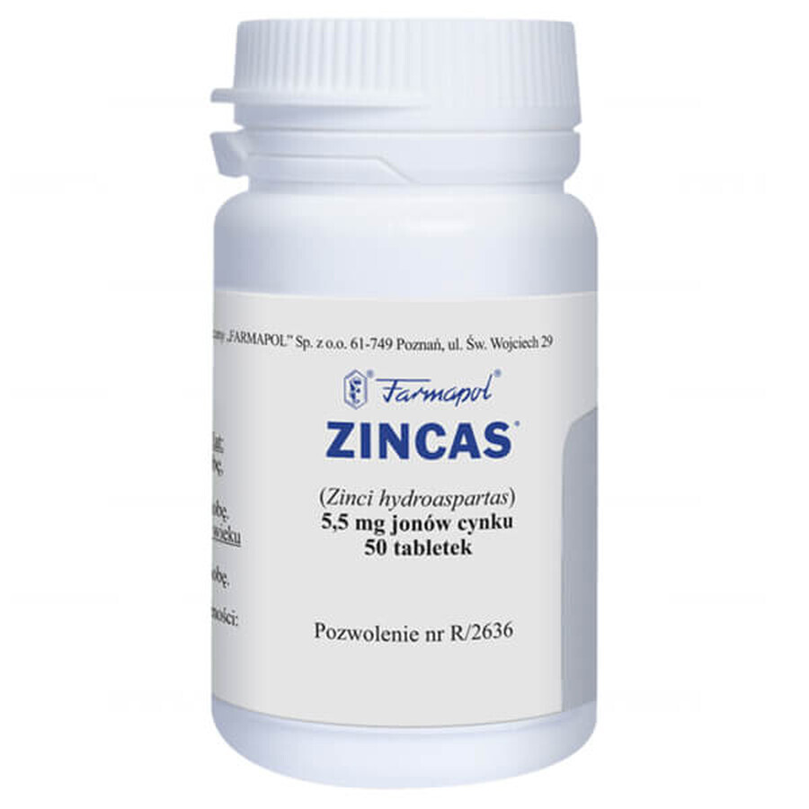 Zincas 5,5 mg, 50 comprimés