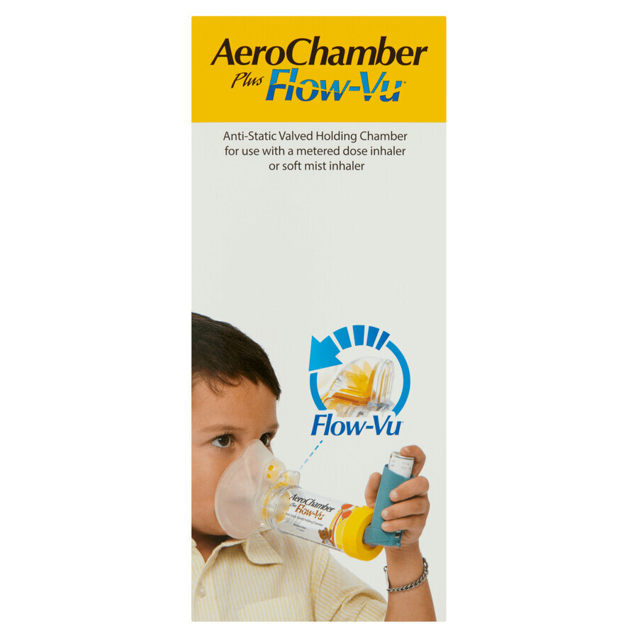 AeroChamber Plus Flow-Vu, inhalatiekamer met masker voor kinderen, 1-5 jaar, Medium, 1 stuk