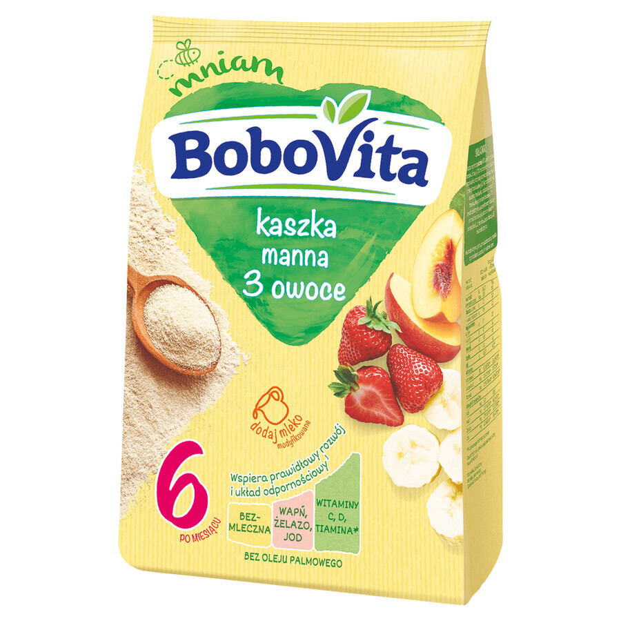 BoboVita Manna Brei, 3 Früchte, milchfrei, nach 6 Monaten, 180 g