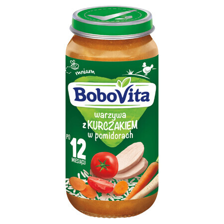 BoboVita Lunch, legume cu pui în roșii, după 12 luni, 250 g