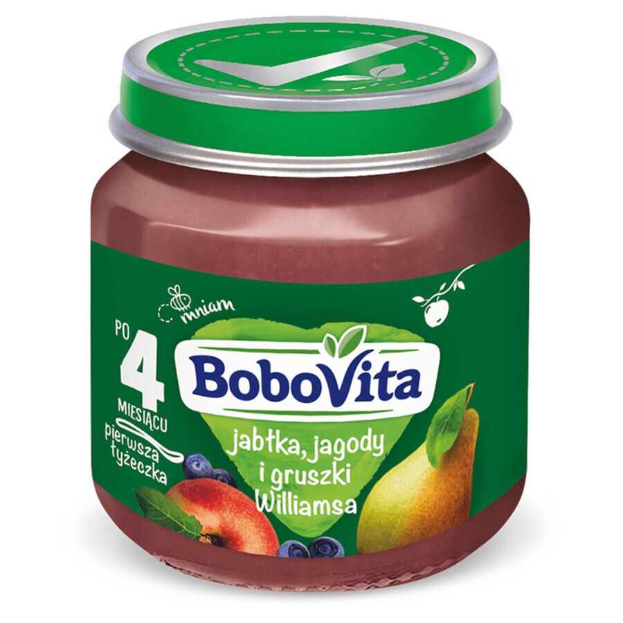 BoboVita Dessert, Apfel, Heidelbeere und Birne, nach 4 Monaten, 125 g