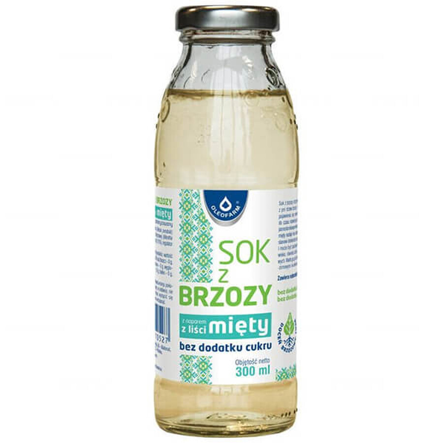 Oleofarm Birkensaft mit Minzblätteraufguss, ohne Zuckerzusatz, 300 ml