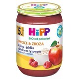 HiPP Fruits &amp; Cereals Bio, raspberries and apples with rice porridge, after 5 months, 190 g