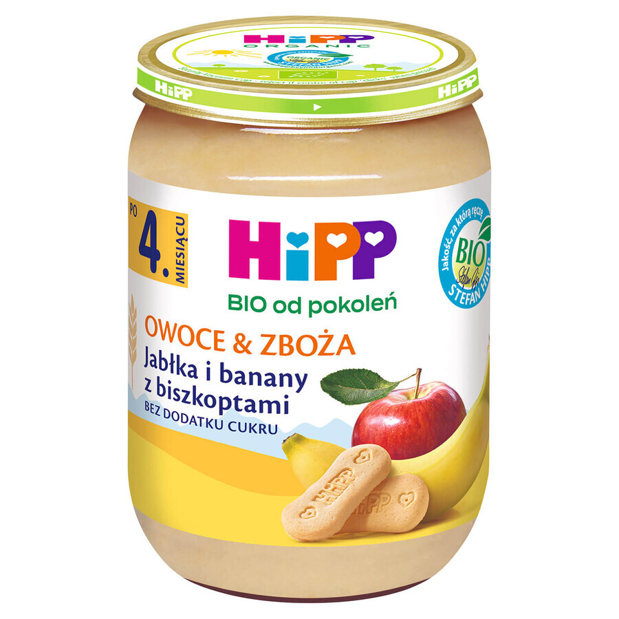 Hipp Fruit &amp; Cereal Bio, Apfel und Banane mit Keksen, nach 4 Monaten, 190 g