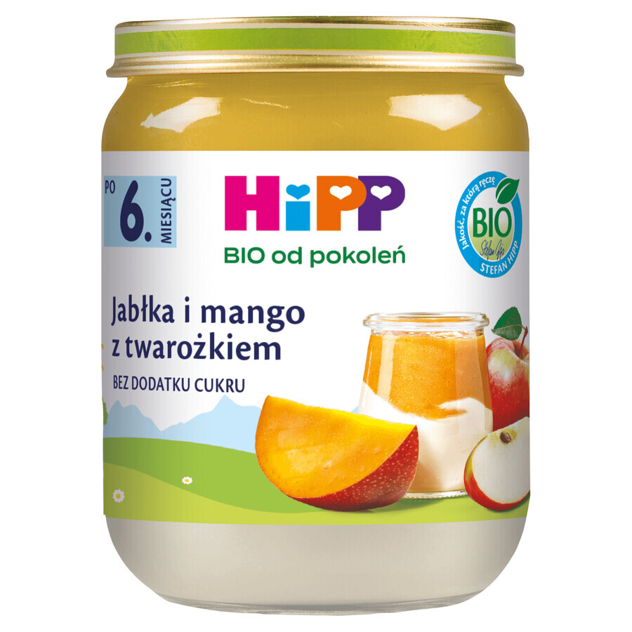 HiPP Fruit Duet Bio, apple and mango with cottage cheese, after 6 months, 160 g