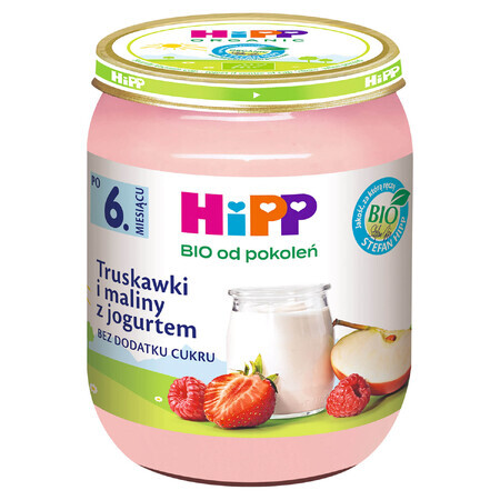 HiPP Fruit and Yoghurt Bio, strawberry and raspberry with yogurt, after 6 months, 160 g