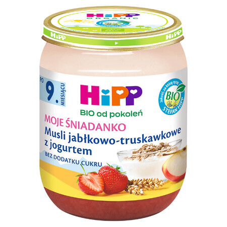 HiPP Moje Śniadanko Bio, muesli aux pommes et aux fraises avec yaourt, après 9 mois, 160 g