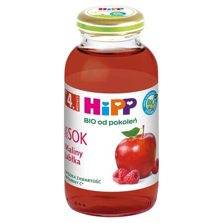 HiPP 100% Bio juice, raspberry-apple, no added sugar, after 4 months, 200 ml